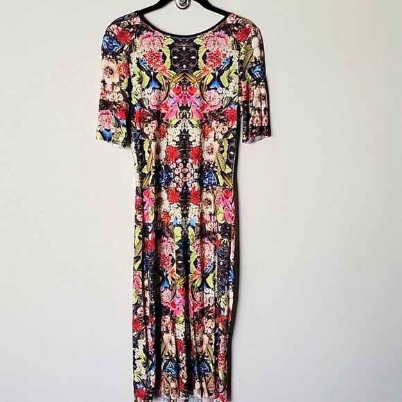 NEW Sam Lavi Nola Bodycon Dress XS Floral Print Midi Sexy Midi Coquette Boho - Picture 3 of 12